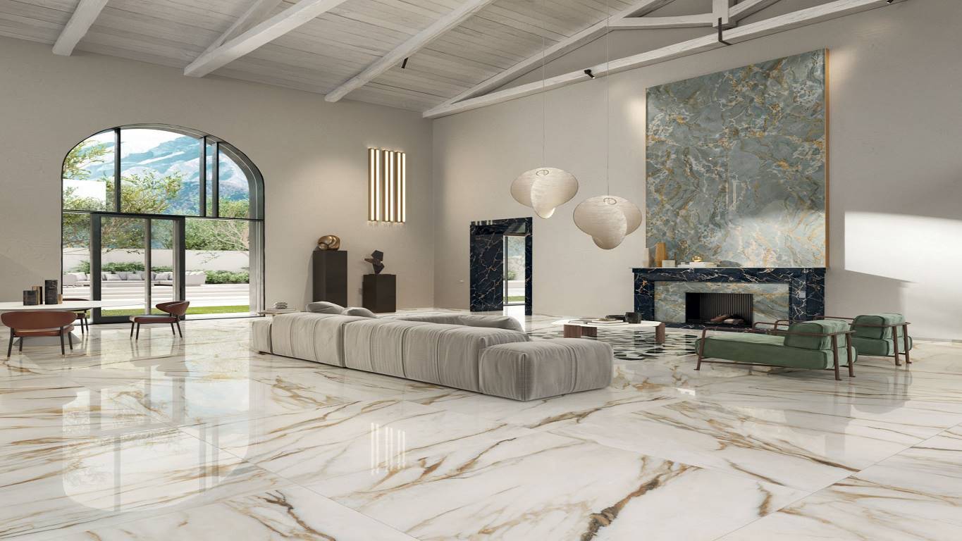 Calacatta marmerlook tegels in een luxe interieur