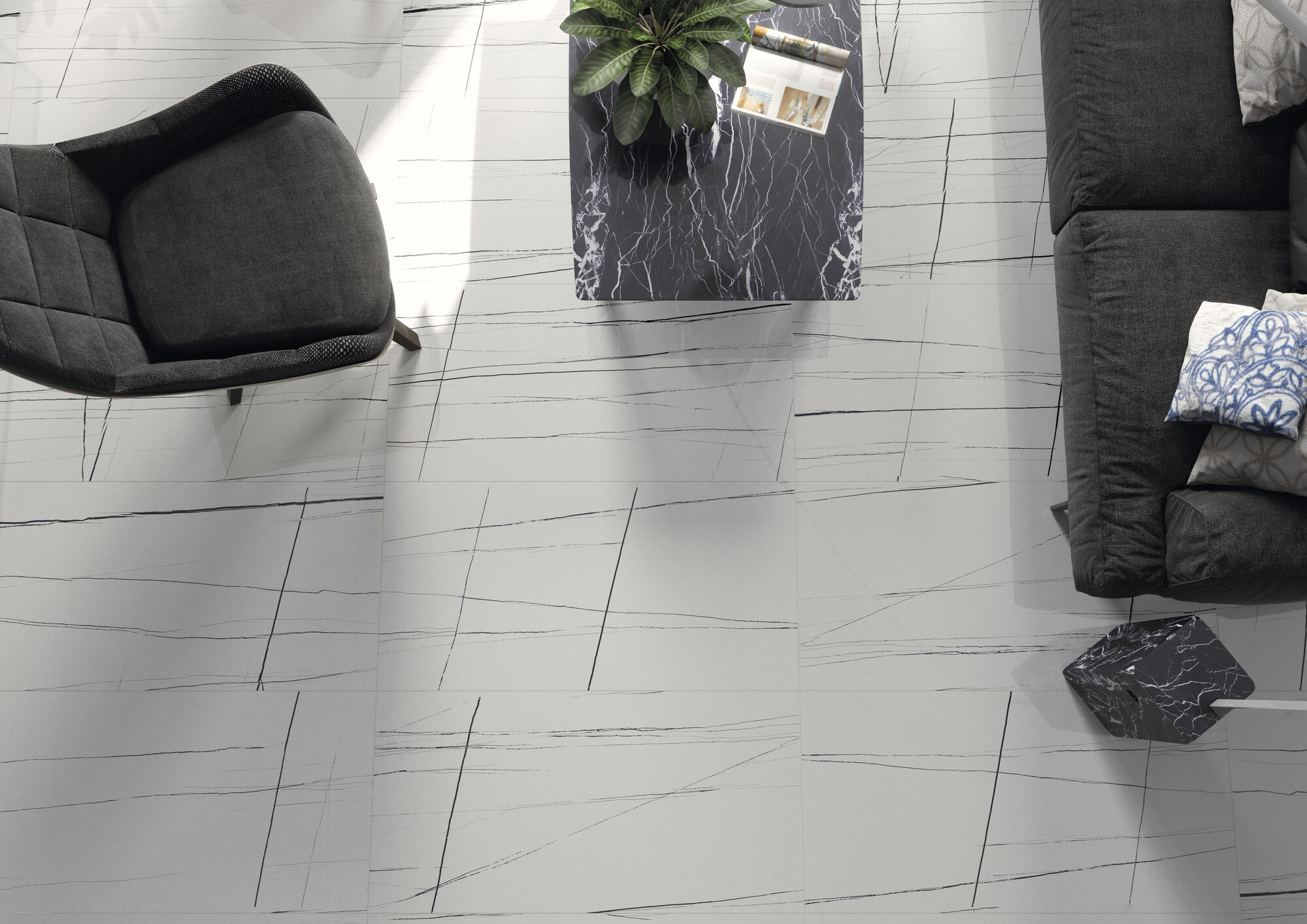 EnergieKer Sahara Noir en White marmerlook tegels
