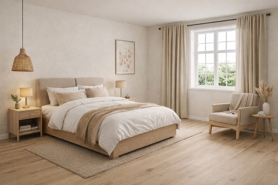 Slaapkamer met Italmaxx houtlook vloertegels