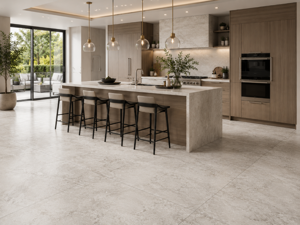 Keuken met natuursteenlook vloertegels